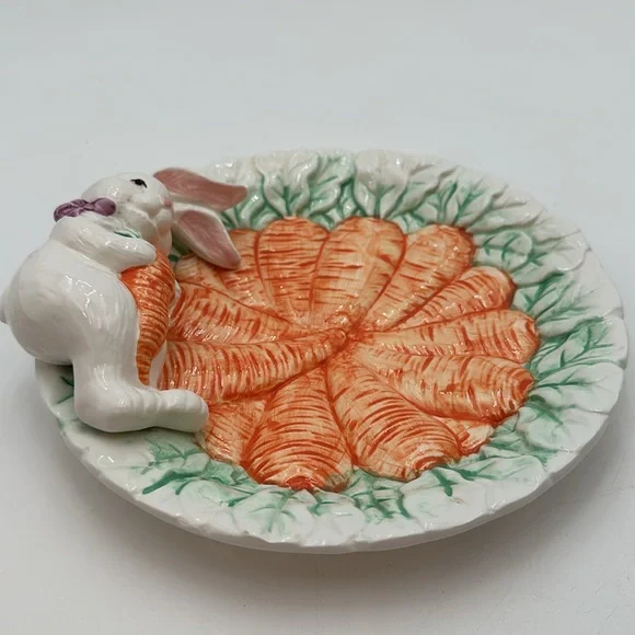 Vintage Palm Tree Company Bunny Carrot Plate Easter Spring Made in Taiwan - Picture 14 of 16
